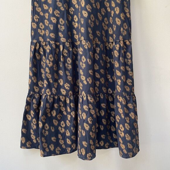 Trina Turk Cotton Blend Midi Leopard Print Pattern Dress Indigo Tawny Size S - Picture 6 of 8